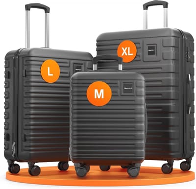 Robuuste polycarbonaat kofferset met zachte wielen - 3-delige bagage set met TSA-slot en praktische vakken