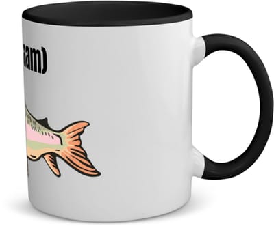 Akyol - vis met eigen naam koffiemok - theemok - zwart - Vis - vissen liefhebbers - iemand die houdt van vissen - verjaardag - cadeau - kado - 350 ML inhoud
