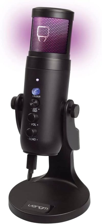 USB Streaming Microfoon met LED-Lichtgaasrooster voor PS5, PS4 en PC