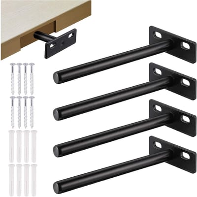 Drijvende plankbeugel, metalen stalen onzichtbare plankbeugels. De zwaar belastbare plankbeugels bieden ondersteuning voor verborgen houten planken, wandmontage en wanddecoratie, 4 stuks