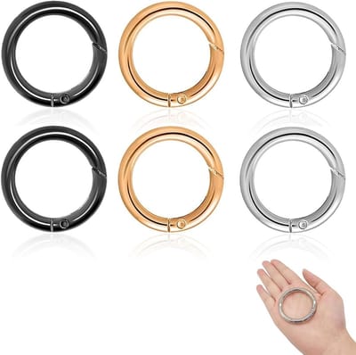 Set van 6 Ronde Carabiner Haakjes met O-Ring - Sterke Zinklegering voor Sleutelhangers, Tassen en Doe-Het-Zelf Projecten (60mm OD, 50mm ID)