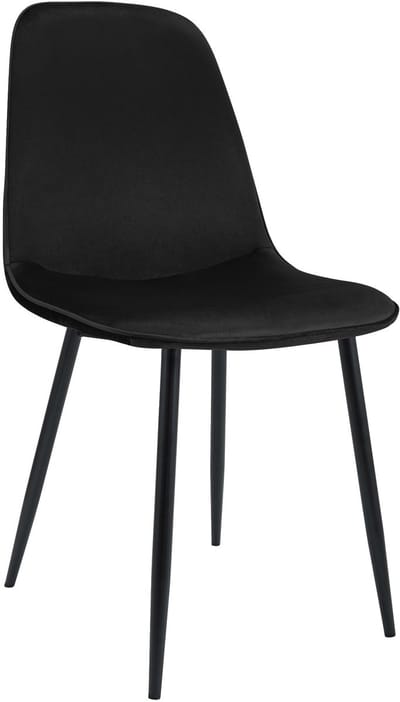 CLP Maryam Eetkamerstoel - klassiek - met rugleuning - zwart metalen frame - belastbaar tot 150 kg - Fluweel/zwart