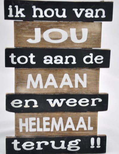 Houten tekstbord - Hangend - Hout -  Ik hou van jou - Kado