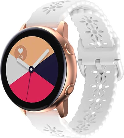 Strap-it Smartwatch bandje 20mm - siliconen bandje met patroon geschikt voor Samsung Galaxy Watch 7 (40 & 44mm) / Watch 6 (Classic) / Watch 5 (Pro) / Watch 4 (Classic) / Watch 3 41mm / Watch 42mm / Watch Active (2) / Watch FE / Gear Sport - wit