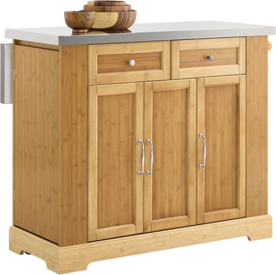 SoBuy Keukenkast op Wielen, Centrale Eiland met Uittrekbaar Werkblad, Mobiele Keukenwagen voor Keuken of Eetkamer, Keukenkast met Opbergruimte Natuur 107x(46–71) x92,5 cm FKW130-N