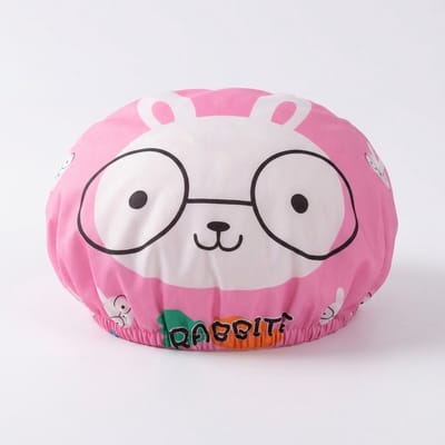 Roze douchemuts douchekap met konijn print – waterdichte badmuts met elastische rand – herbruikbare douche accessoire voor dames, heren en kinderen