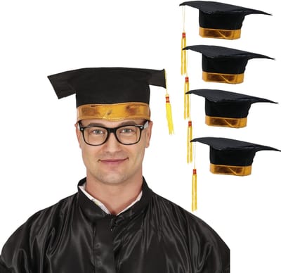 Fiestas Guirca Afstudeer/geslaagd hoedjes - 10x - zwart/goud - diploma gehaald - doctoraal hoedjes - voor studenten