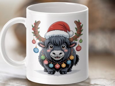 Mok Kerst Yak Mok, Grappige Kerstmis Dier Mok, feestelijke Yak Cadeau, kerst Mok, feestdagen mokken, Yaks liefhebbers mok