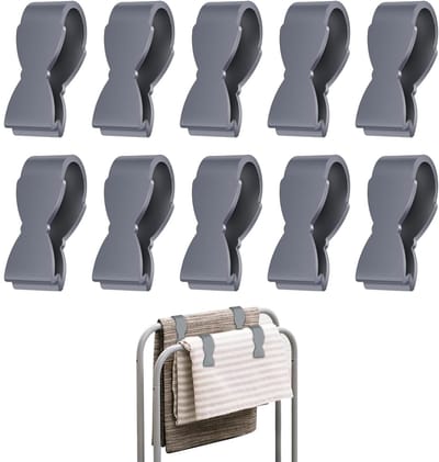 Allecto - Handdoekclips voor keuken - Voorkomt dat de handdoek valt - Grijs - Handig voor in de keuken - Ideaal voor dagelijks gebruik - 4 stuks