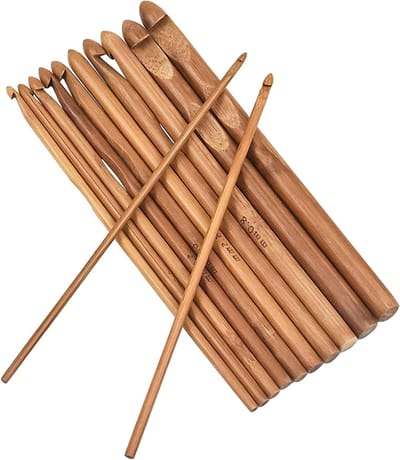 Set van 12 Bamboe Haaknaalden van 3mm tot 10mm, Perfect voor Beginners en Gevorderden, Ideaal voor Haken en Creatieve Projecten