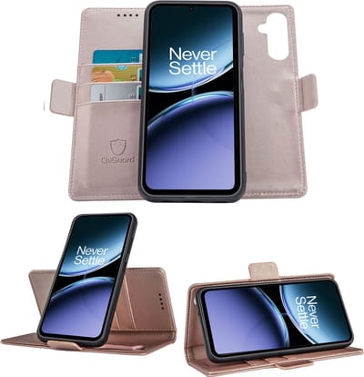 Geschikt voor OnePlus Nord 4 - Book Case Hoesje - Uitneembaar Hoesje - Magnetische Sluiting - Portemonnee Rose