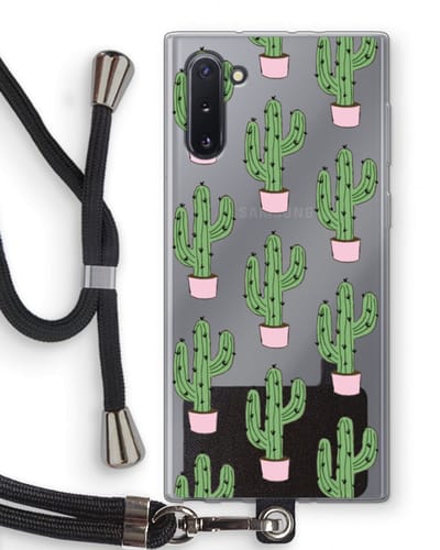 Case Company® - Hoesje met koord geschikt voor Samsung Galaxy Note 10 hoesje met Koord - Cactus Lover - Telefoonhoesje met Zwart Koord - Bescherming aan alle Kanten en Over de Schermrand