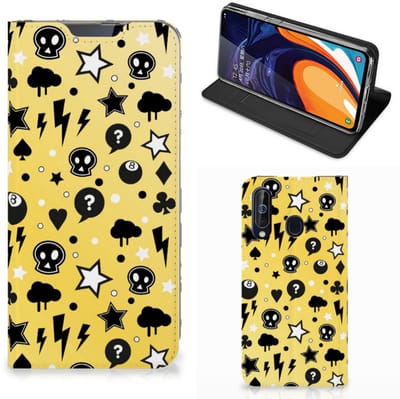 Mobiel BookCase Samsung Galaxy A60 Punk Geel