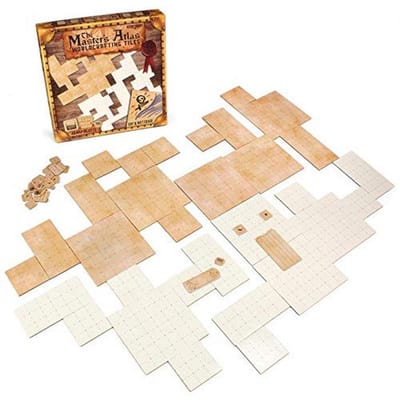 Atlas voor RPG-avonturen | 44 omkeerbare droog- en natte wiskaart tegels | 48 Object Tokens voor Dungeons