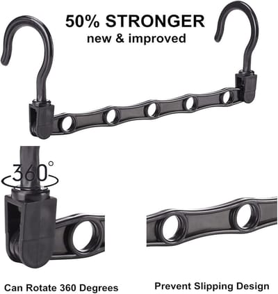 Famanu – Kleerhangers met dubbele haken, set van 10, 360° draaibaar en extra ruimtebesparend