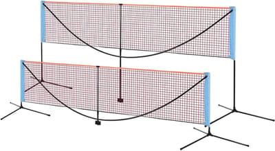Draagbaar 20ft Badmintonnet, Verstelbaar Pickleball- en Tennisnet met Draagtas voor Buiten, Strand en Tuinactiviteiten