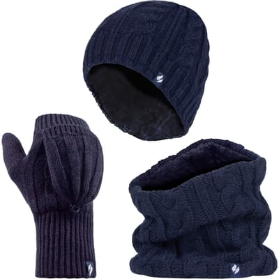 Heat Holders dameshoed, nekwarmer handschoenen set - Marine