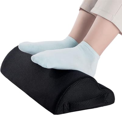Voetensteun Onder Bureau - Comfortabele Voetenbank - Ergonomisch Zitten - Met Massagerol - 40x20x10 cm - Zwart