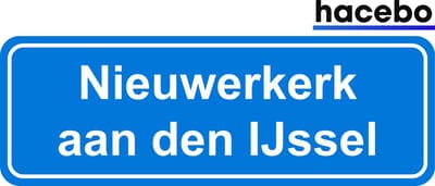 Hacebo - Plaatsnaam Sticker - 29x10 CM - Nieuwerkerk aan den IJssel sticker - Verkeersborden sticker - grappige cadeaus - Nieuwerkerk aan den IJssel
