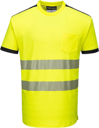 Portwest PW3 Hi-Vis Vision T-Shirt Korte Mouw T181 - Geel/Zwart - XS