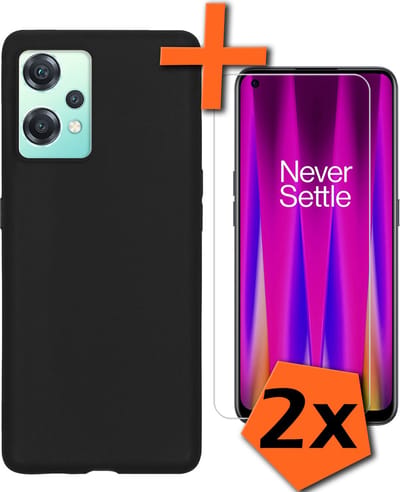 Hoes - Met 2x Screenprotector - Geschikt voor OnePlus Nord CE 2 Lite - Sterk & Shockproof - Back Cover - Siliconen Case - Telefoon Hoes - Zwart