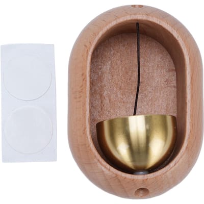 Cloche de commerçant pour ouverture de porte Laiton Bois Sonnette décorative Ornement avec ruban adhésif double face brown