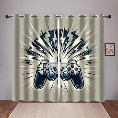 Grappig Spel Esports Cool Ontwerp Jongens Mannen Lichtfilterende Gordijnen Raambekleding ideaal voor Woonkamer Toilet 2 Stuks Decor 50W60H(CM)X2&Grommet Top