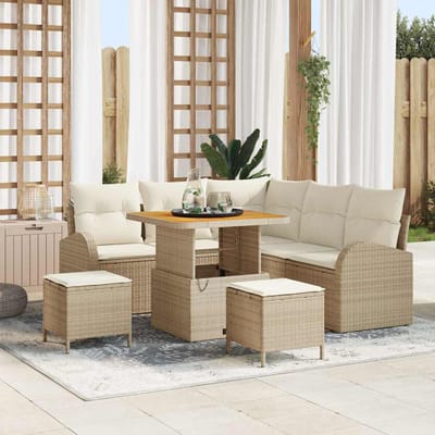vidaXL - Tuinbank - Set - 8 - st - 7-Aantal - zitplaatsen - Beige - en - Crème
