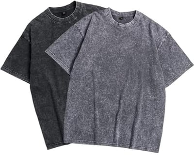 Oversized T-Shirt voor Mannen en Vrouwen - 2-Pack Katoenen T-Shirts Korte Mouw Zwart en Multicolor