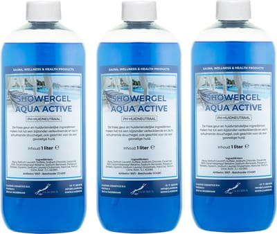 Claudius Douchegel Aqua Active 1 liter - set van 3 stuks - Showergel