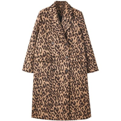 Nieuwe Dames Winter Luipaardprint Wollen Jas Dames Lange Wollen Jas S black