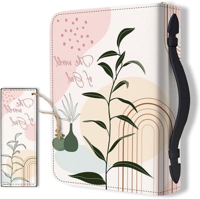 Grote Bijbelhoes van PU-leer met Boho-thema, inclusief boekenlegger - Ideaal voor het dragen van Bijbels en notitieboeken, geschikt voor zowel mannen als vrouwen