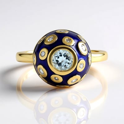 Cavill - Zilveren Ring - 925 Sterling Zilver - Braziliaanse Aquamarijn 0,45 ct - Zirkonen 0,45 ct - Luxe Blauwe Edelsteen Bezel Ring
