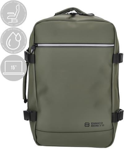 Enrico Benetti Underseater rugzak - Waterproof Cabin Rugzak - Onder de stoel bagage – Ryanair Reistas – 15 inch laptop handbagage – Cabin rugzak 25x20x40cm – 20L - 56010 – Olijfgroen