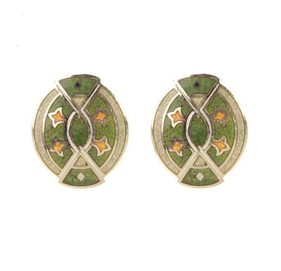 Behave oorbellen stekers vintage groen ovaal 3 cm – retro geometrisch