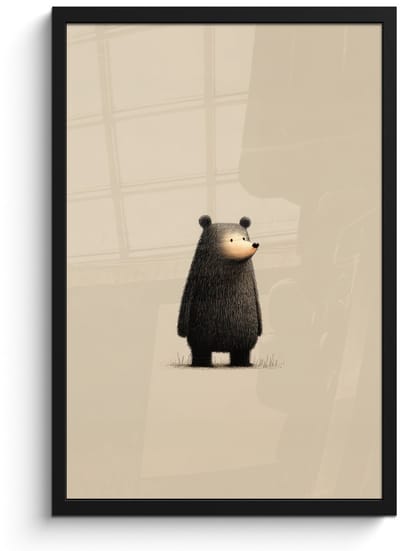 Poster in lijst - Fotolijst 40x60 cm - Posters - Beer - Donkerbruin - Minimalistisch - Posterlijst zwart - Decoratie - Wanddecoratie woonkamer - Muurdecoratie slaapkamer