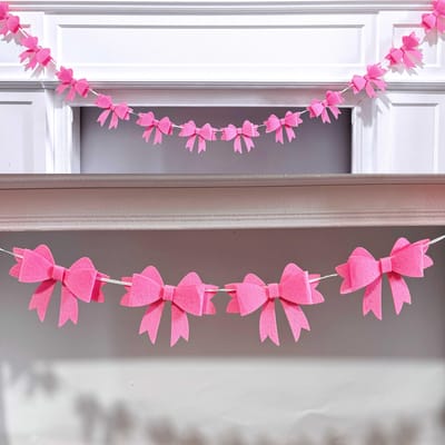 Magnifique ensemble de guirlande nœud rose 3D pour décoration de Noël, de mariage et d'anniversaire