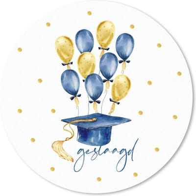 Muismat rond 20x20 cm - Mousepad Ballonnen - 'Geslaagd' - Spreuken - Quotes - Ronde muismatten