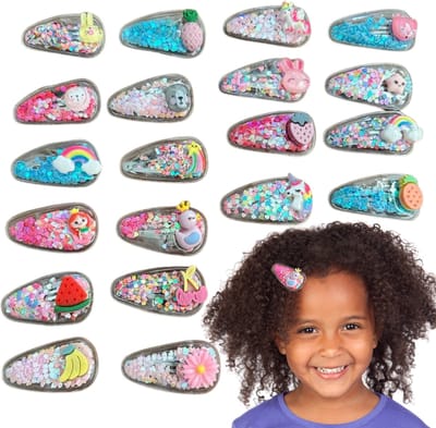 Winkrs® - Haarspeldjes voor meisjes - 20 Haarclips met Glitter, Eenhoorn, Dieren, Regenboog - Set Haarspeldjes Kind