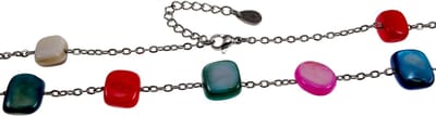Fijne Cabelletting met Kleurrijke Schelpstenen, Ketting Dames, RVS - Verstelbaar 50-55 cm Handgemaakte door esde2