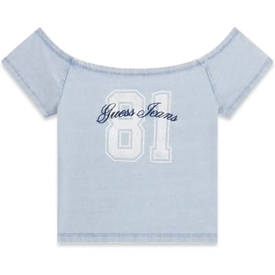 Guess Jeans Off Shoulder 81 Baby T-shirt Met Korte Mouwen Blauw S Vrouw