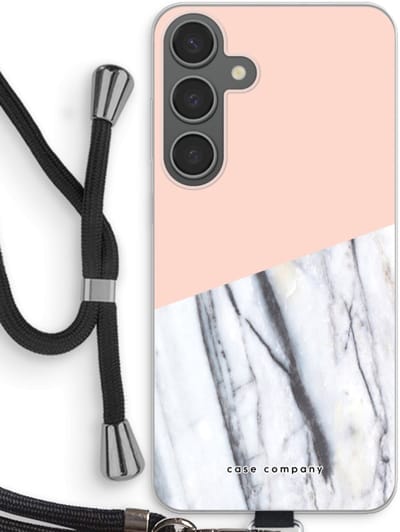 Case Company® - Hoesje met koord geschikt voor Samsung Galaxy S24 Plus hoesje met Koord - A touch of peach - Telefoonhoesje met Zwart Koord - Bescherming aan alle Kanten en Over de Schermrand