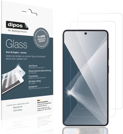 dipos – 2x Pantserfolie geschikt voor Maustron C26 Ultra | 9H Screenprotector