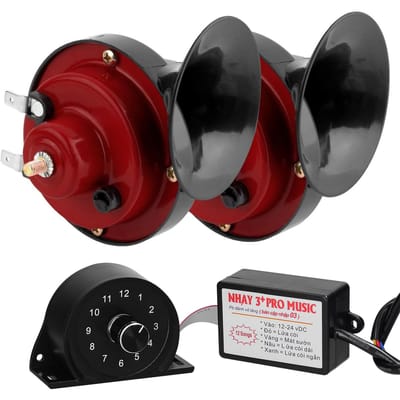 2PCS 12 V Universele Dubbele Toon Hoorn Auto Motorfiets Luchthoorn Luide Elektrische Slak Hoorn Waterdicht 12 Sounds(Knob Type) rood