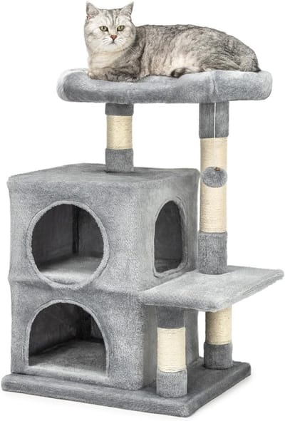 QIN® Krabton Voor Katten - Krabmeubel - Krabboom - Lichtgrijs - 50cm x 40cm x 80cm