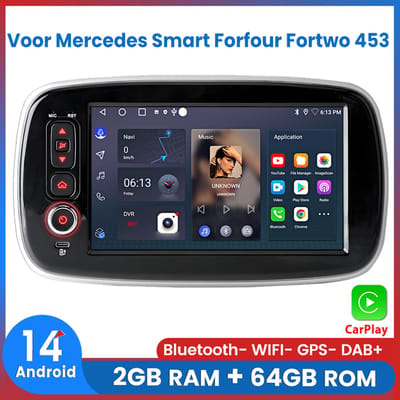Awesafe Autoradio - Geschikt Voor Mercedes Benz Smart Forfour Fortwo 453 2014 t/m 2022 - 8 inch IPS Scherm - Draadloos Apple CarPlay & Android Auto - Ram 2GB + Rom 64GB - GPS Navigatie Bluetooth WIFI - Radio Scherm