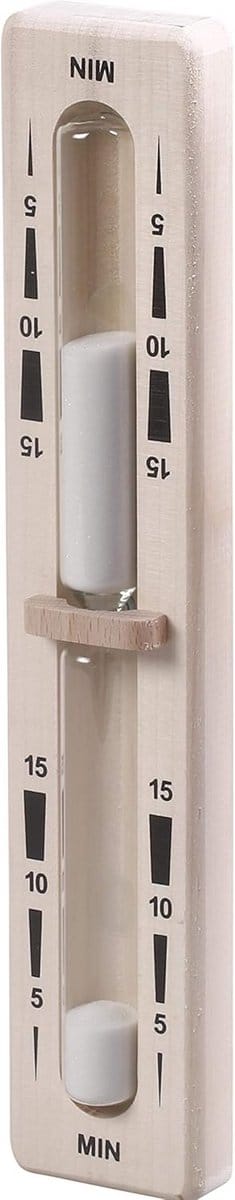 Zandloper - Tijd teller - Keuken timing - Houten frame - 32 cm hoog - Wit zand
