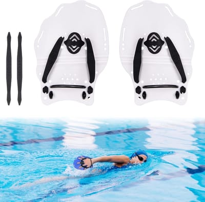 Hand Paddles met Polsbanden voor Volwassenen en Kinderen, Verstelbare Zwempaddles voor Training - Wit (9.4" x 6.5")