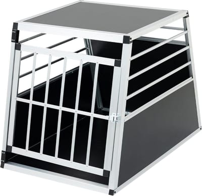 Hondentransportbox - Reisbox Auto - Veilig Vervoer - Robuust Aluminium - 65x91x69 cm - Zwart