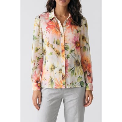 GUESS  Eco Ls Clara Button Up T Painted Daisies Prin Size: XS | Long-Sleeved Tops Outlet | Dames |